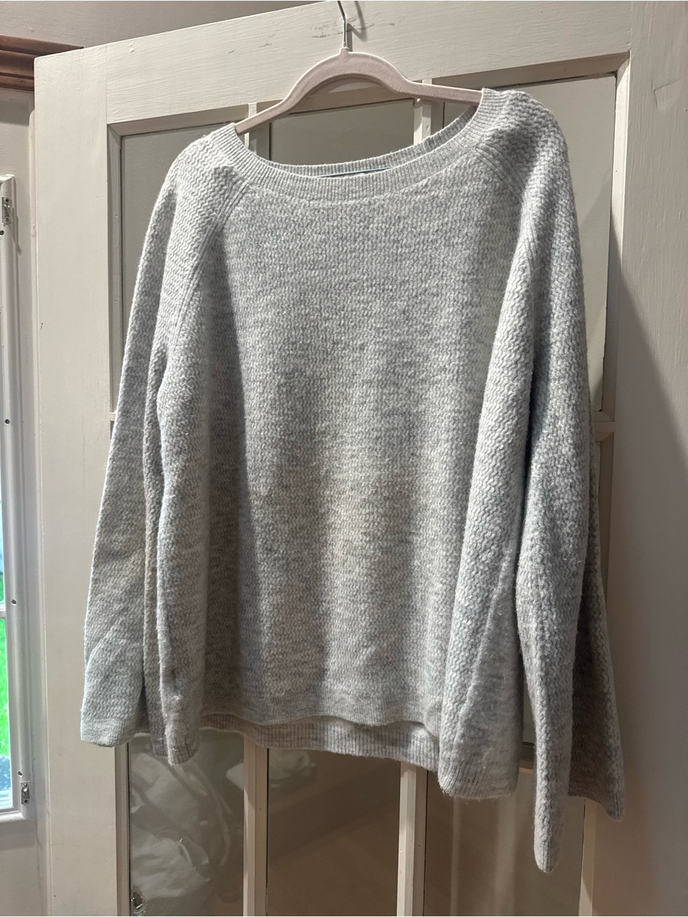 LOFT Light Gray Crew Neck Knit Sweater